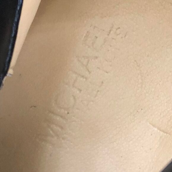 Michael Kors Ankle Boots Booties Black Genuine Leather Almond Toe Buckle Goth - Picture 7 of 8